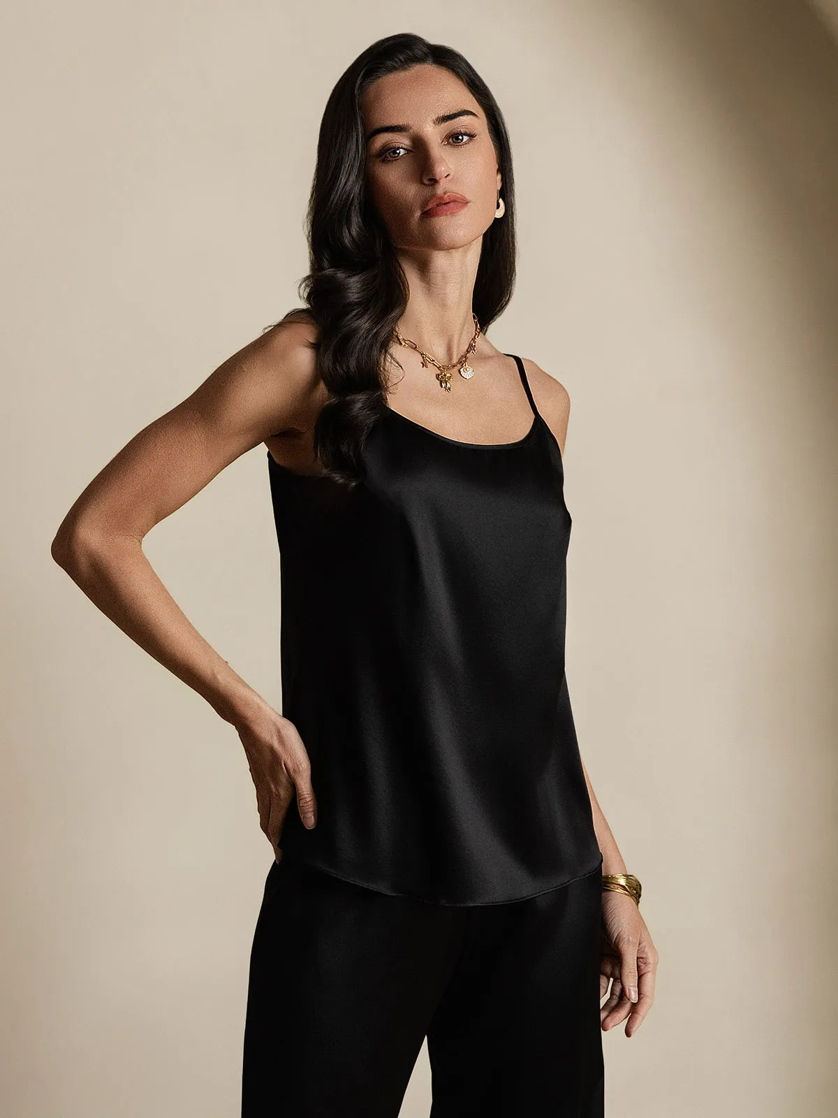 19Momme Seiden Spaghettitrgern Camisole-Top