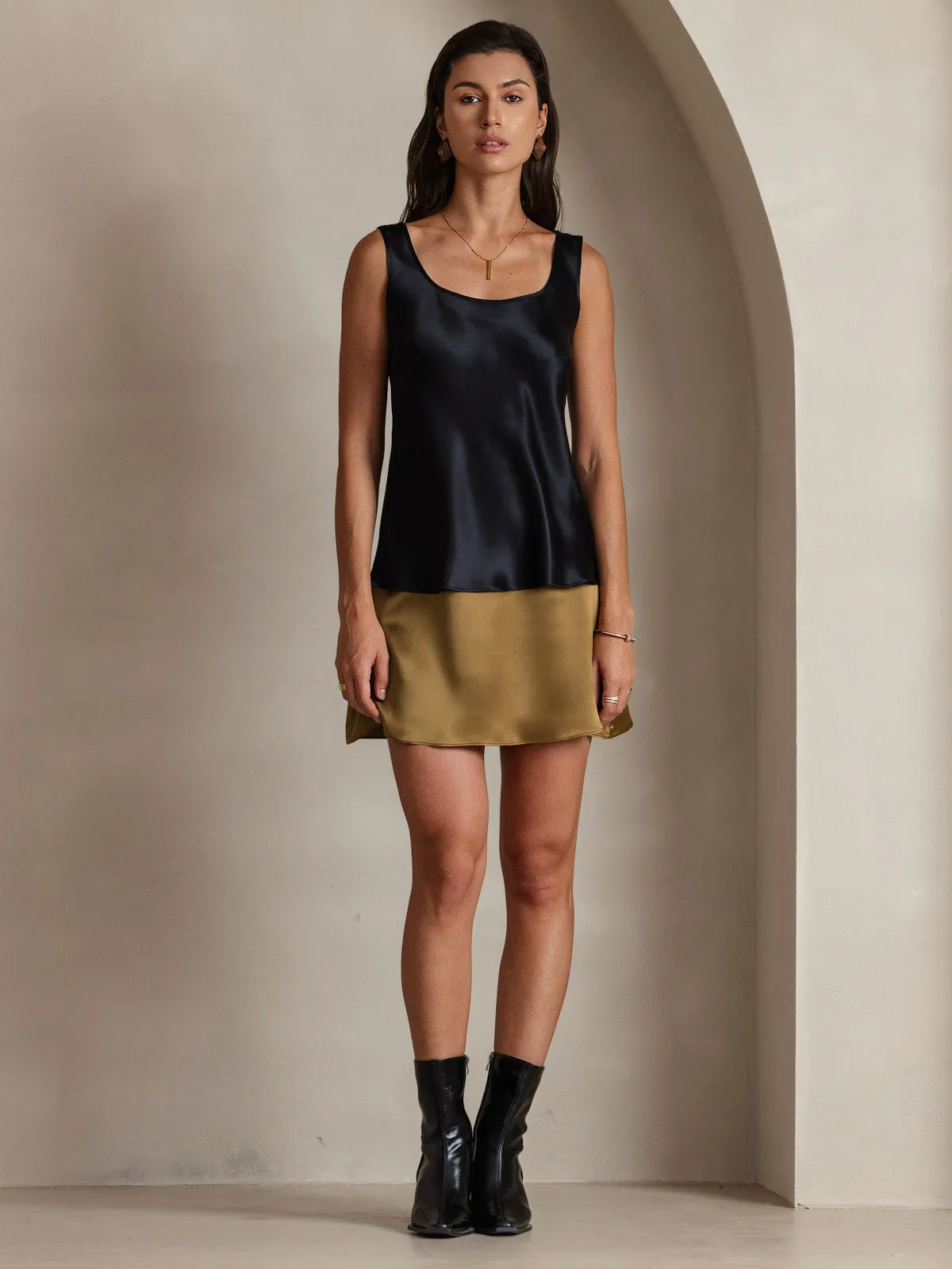 19Momme Seiden U-Ausschnitt Trger TankTop