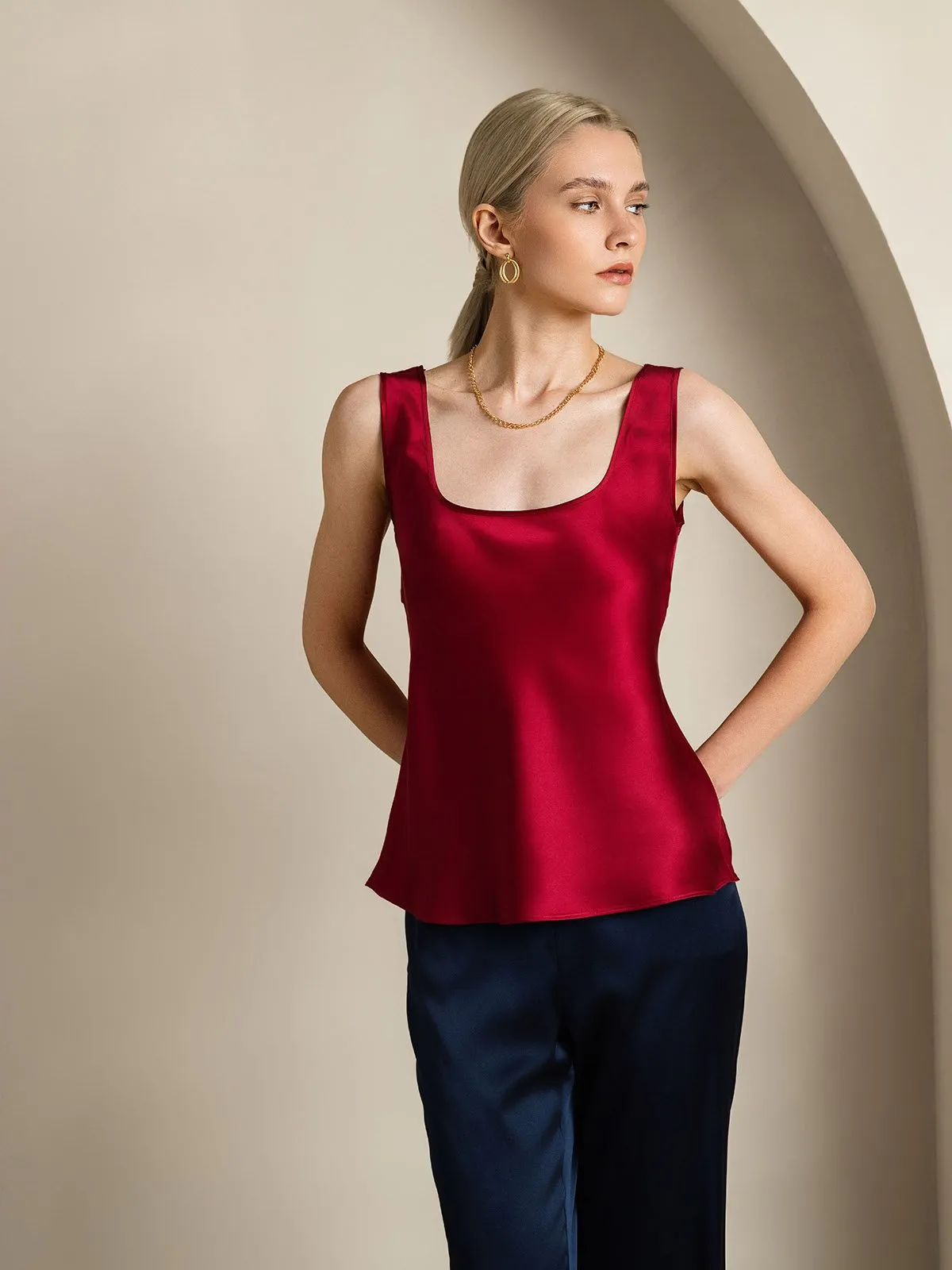 19Momme Seiden U-Ausschnitt Trger TankTop