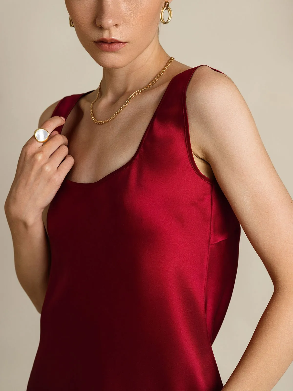 19Momme Seiden U-Ausschnitt Trger TankTop
