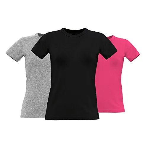 3 Pack of Premium 100% Ringspun Cotton Womens T-Shirt Plain Blank