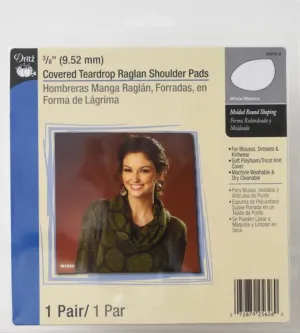 3/8" Covered Teardrop Raglan Shoulder Pads, White