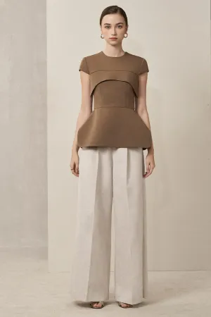 Addilyn Peplum Round Neck Polycotton Top