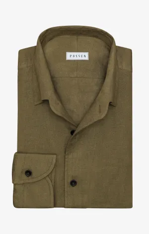 Albini Olive Green Pure Linen Batiste