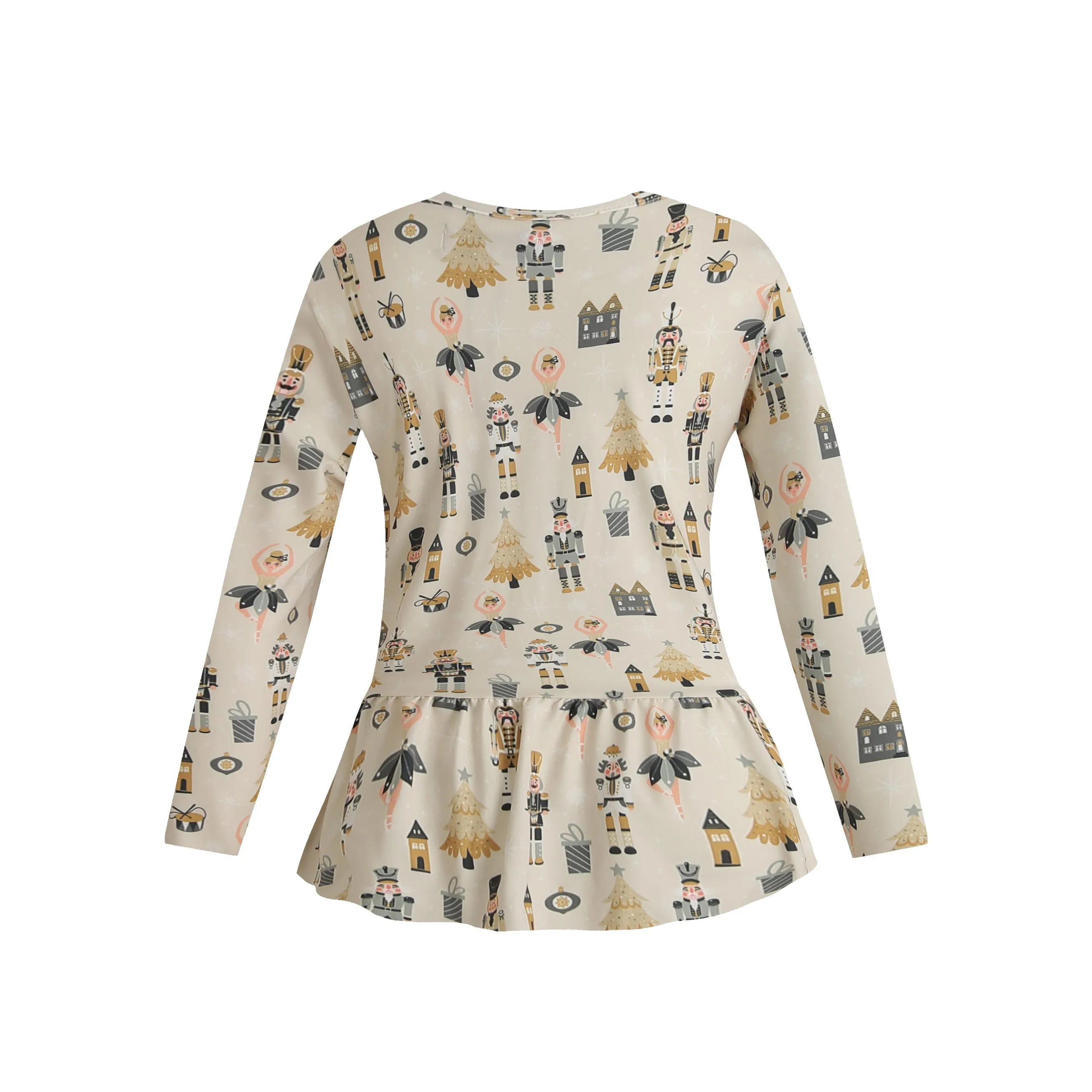 ALMA-LS-FRILL-TSHIRT (KIDS) - NUTCRACKER CREME