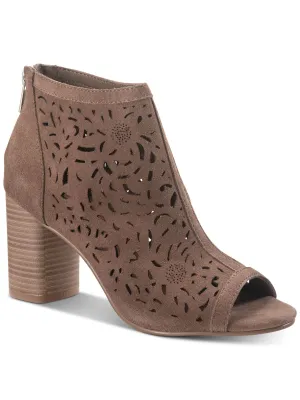 AMERICAN RAG Womens Beige Perforated Cushioned Slip Resistant Glia Round Toe Block Heel Zip-Up Shootie M