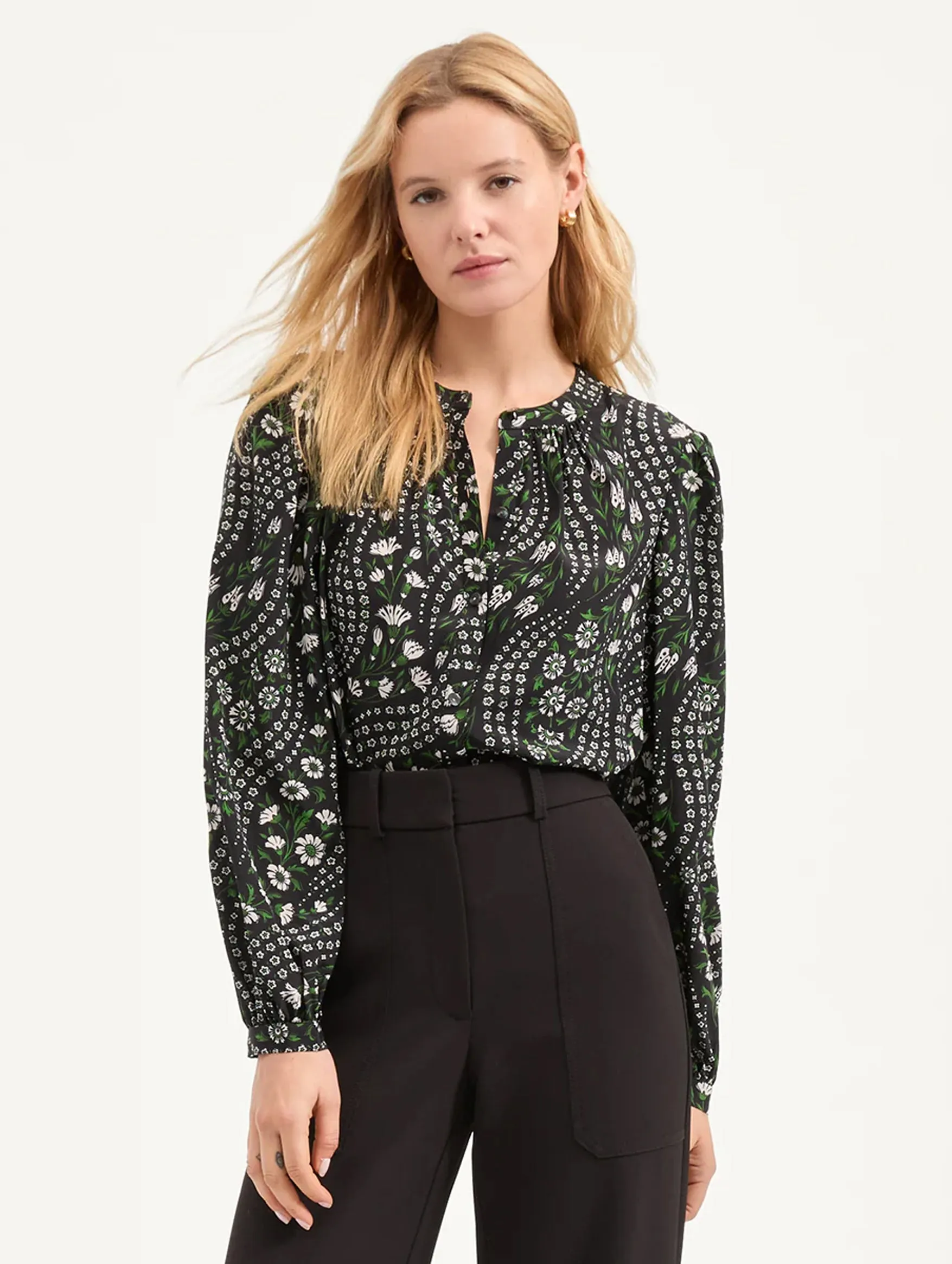 Ashlynn Silk Top in Black Multi