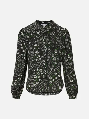 Ashlynn Silk Top in Black Multi