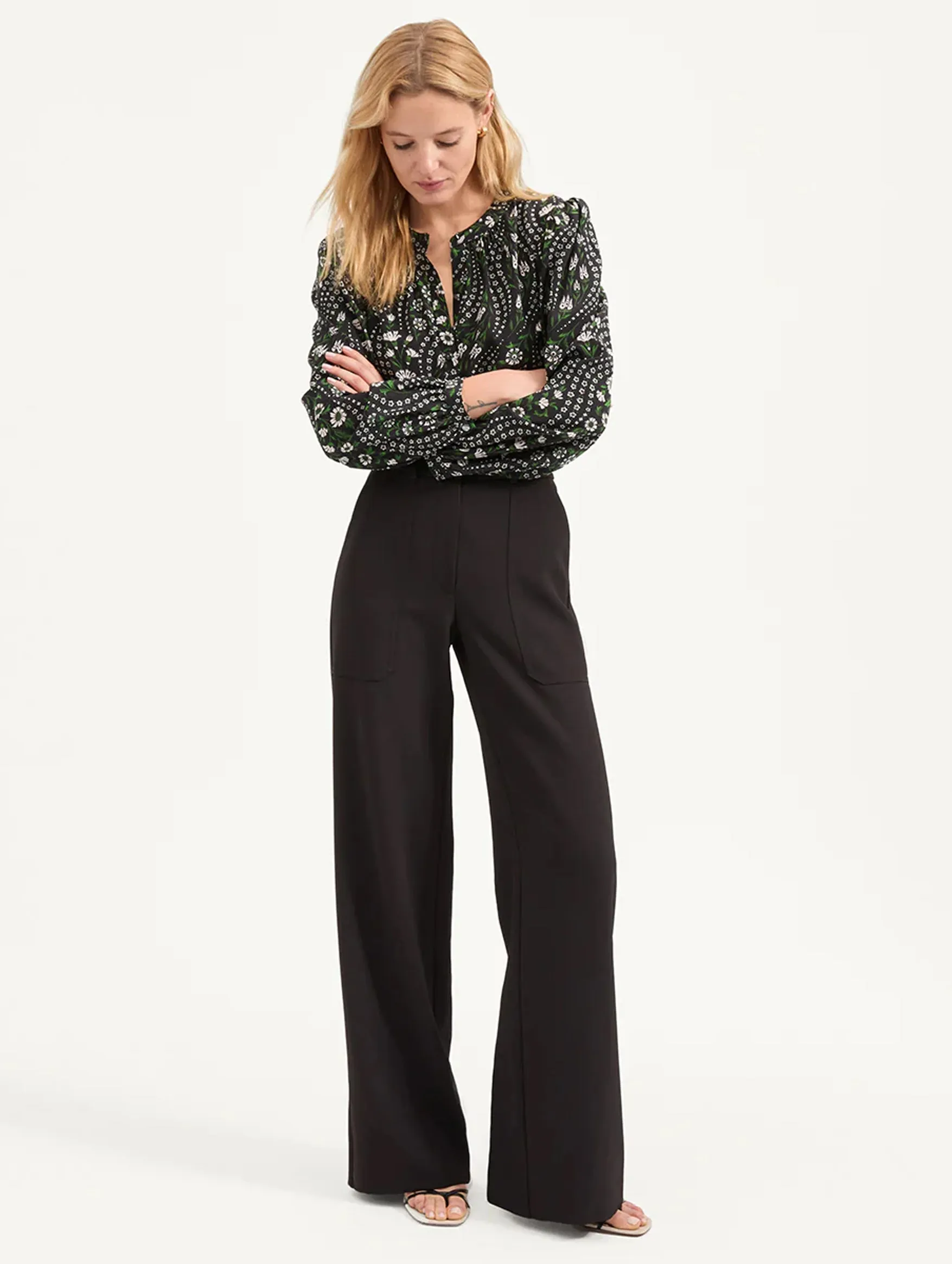 Ashlynn Silk Top in Black Multi