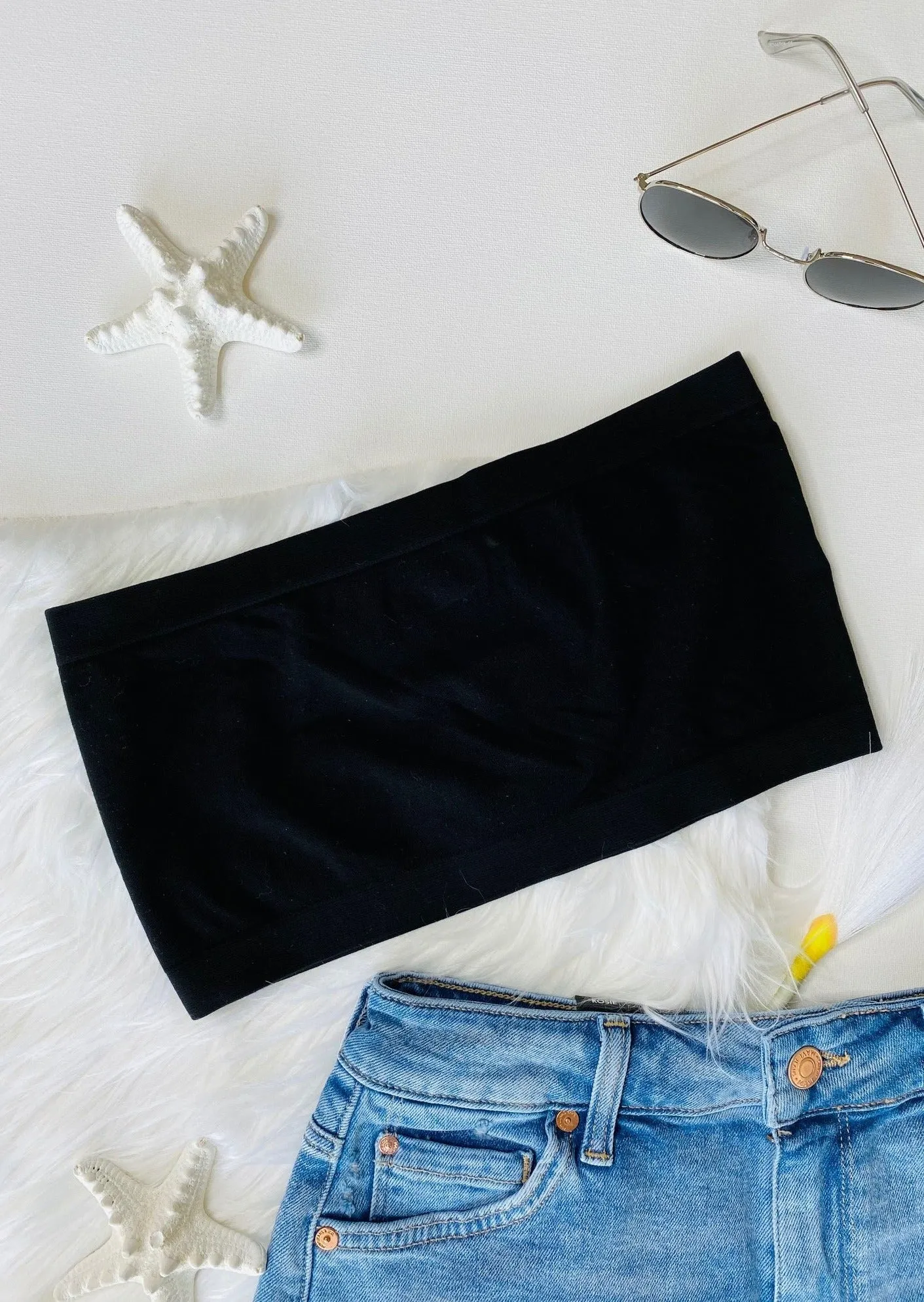 BAMBOO BLACK BANDEAU TOP