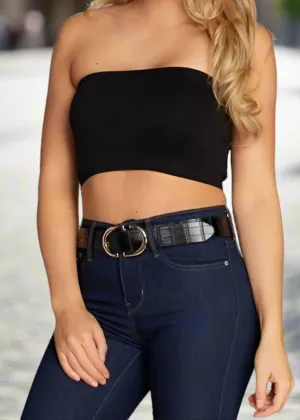 BAMBOO BLACK BANDEAU TOP