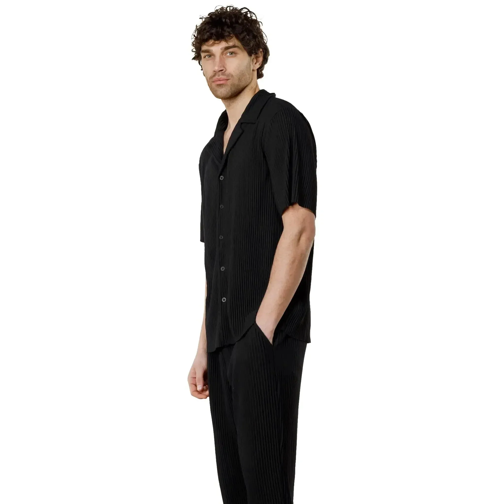 Belier Pleated Black Resort Shirt & Shorts