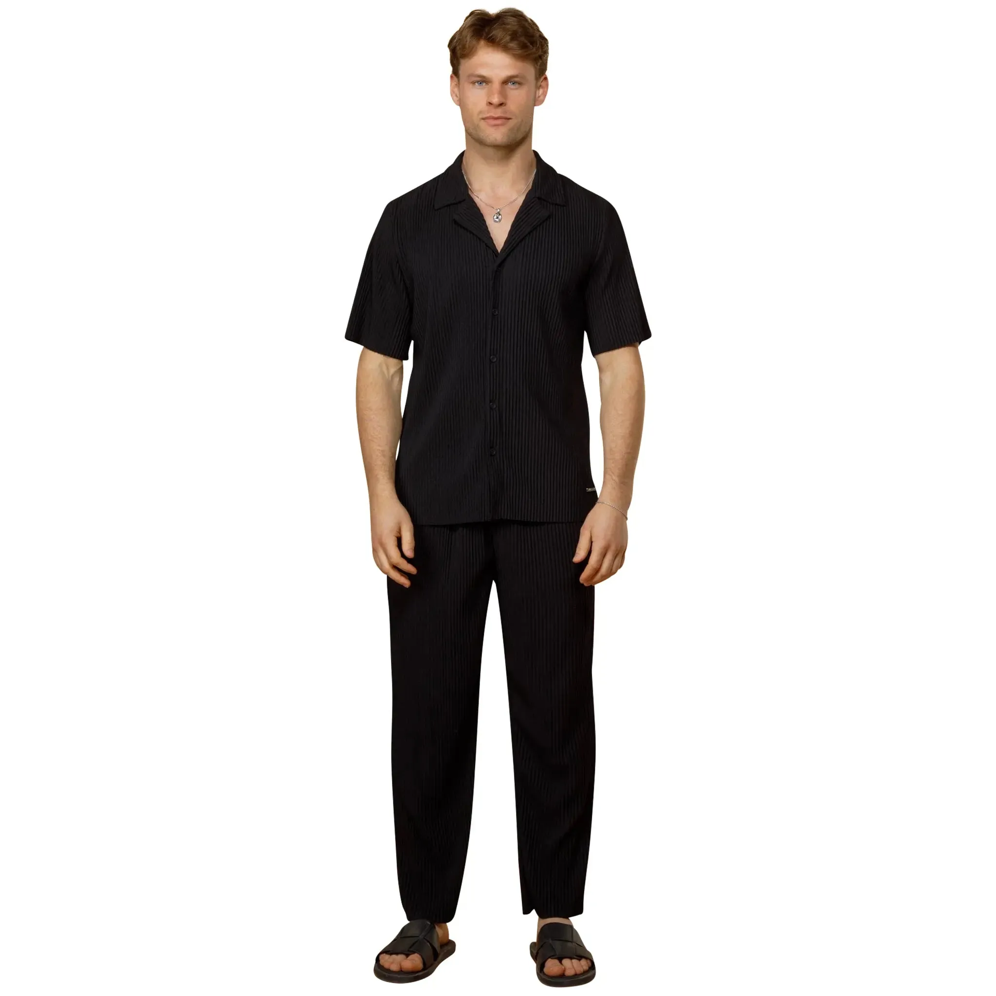 Belier Pleated Black Resort Shirt & Shorts