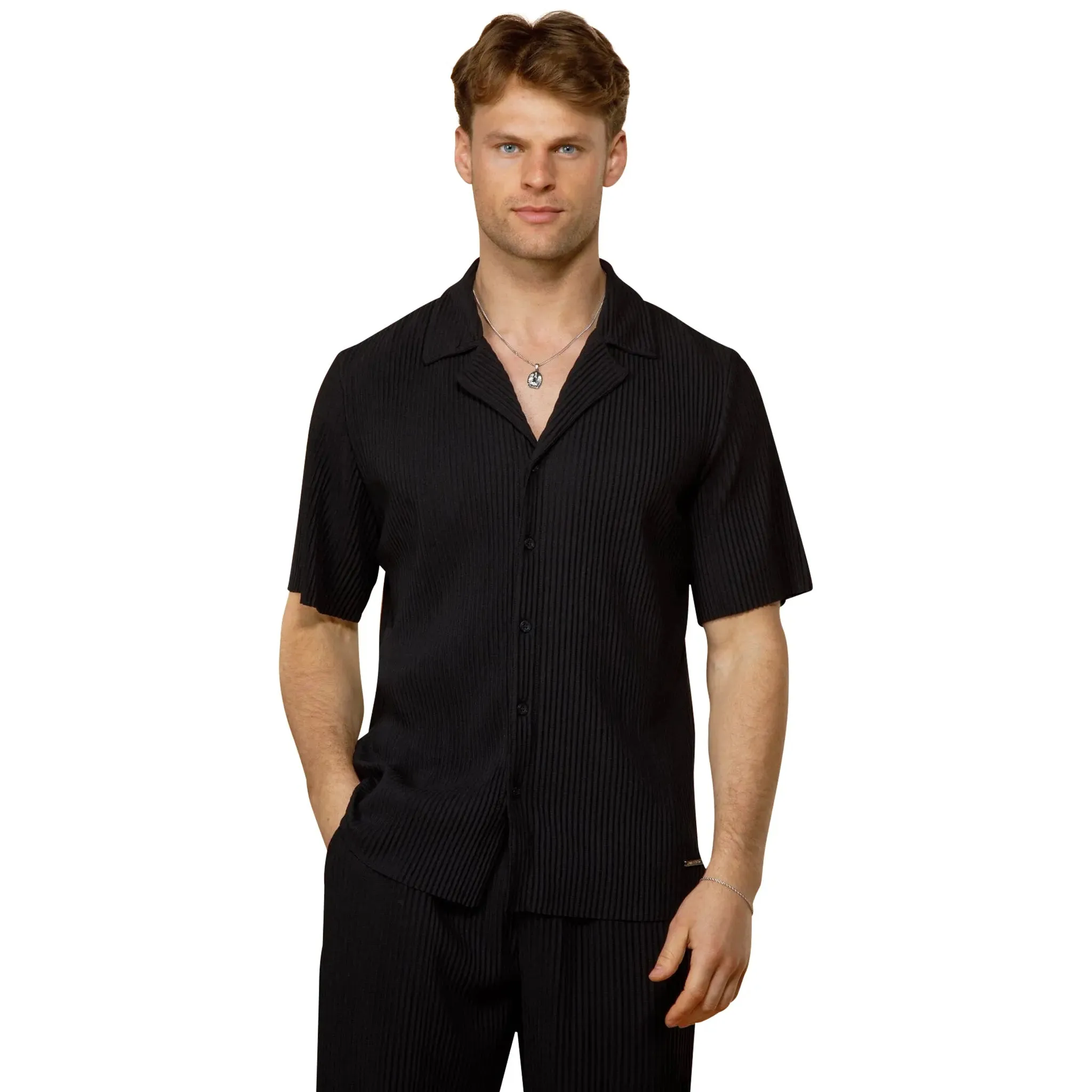 Belier Pleated Black Resort Shirt & Shorts