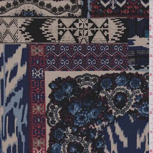Black Multi Patchwork Jersey Knit Fabric