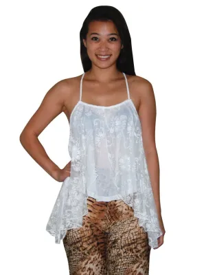 Blouses Sleeveless Top Lace Butterfly White