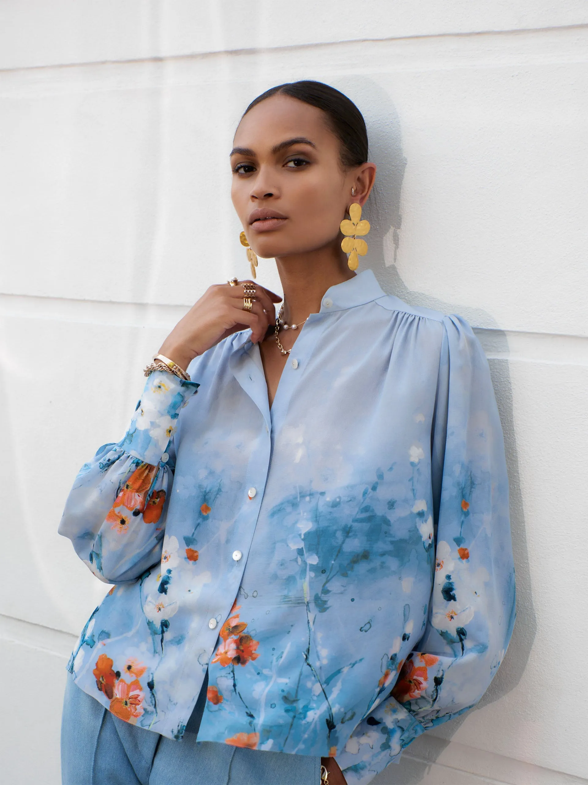Blue garden Liza silk blouse