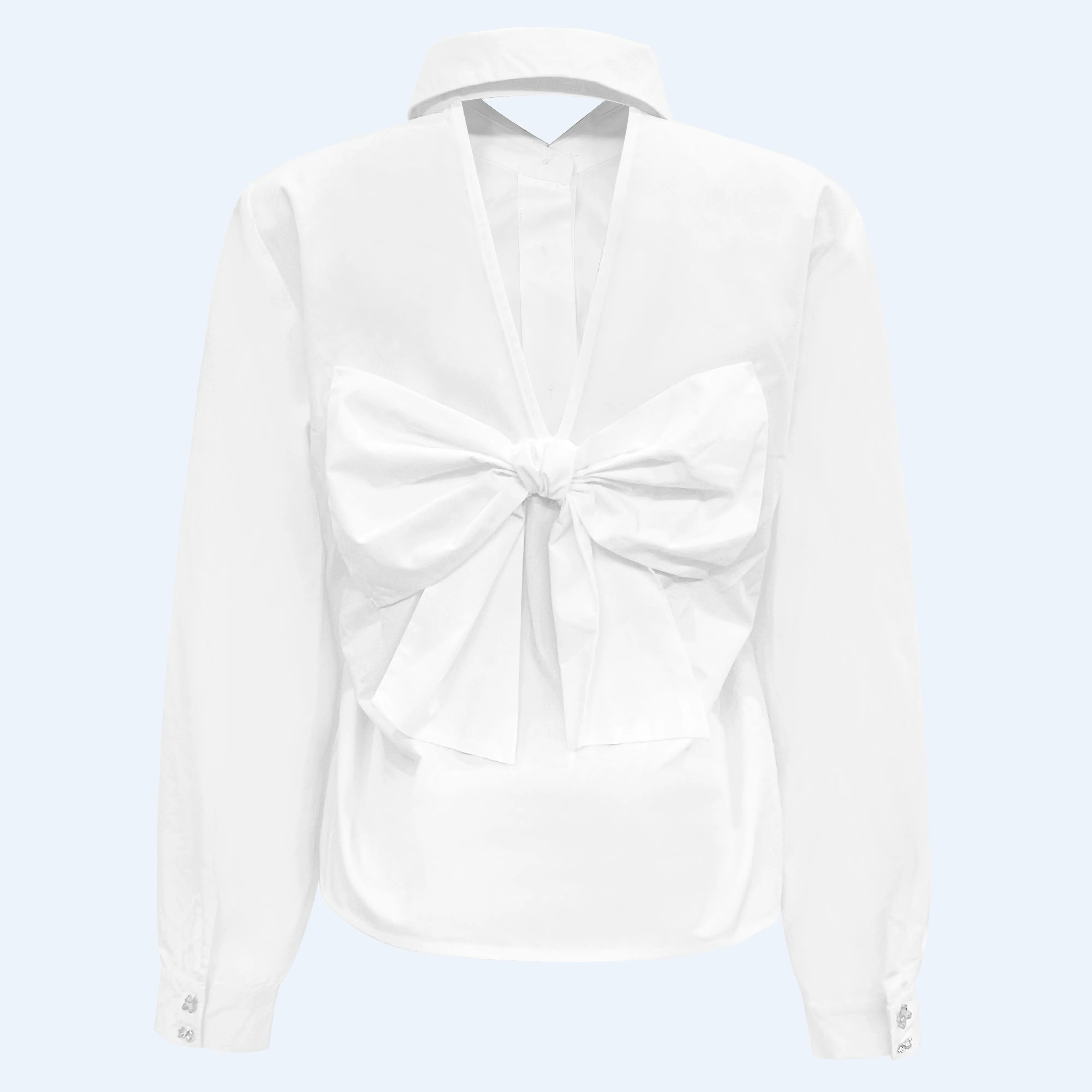 BOBO-LS-BOW-SHIRT - WHITE