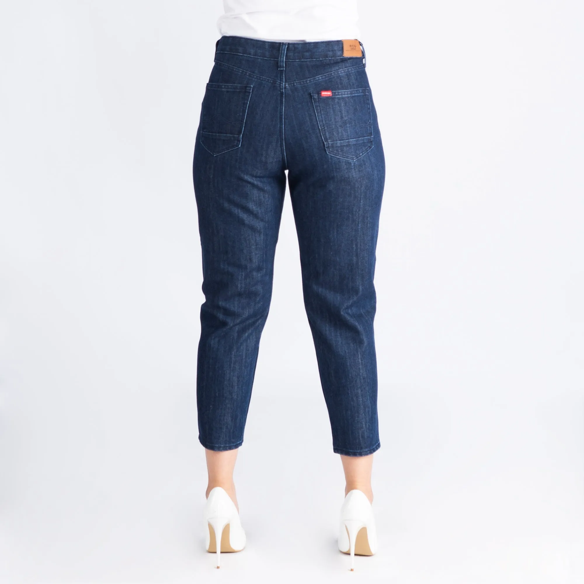 Bobson Japanese Ladies Basic Denim Tapered Jeans for Women Trendy Fashion High Quality Apparel Comfortable Casual Pants for Women 151773 (Dark Shade)