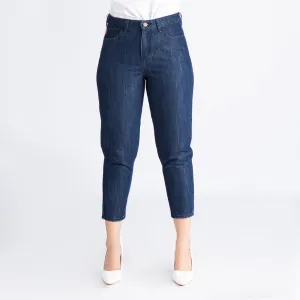 Bobson Japanese Ladies Basic Denim Tapered Jeans for Women Trendy Fashion High Quality Apparel Comfortable Casual Pants for Women 151773 (Dark Shade)