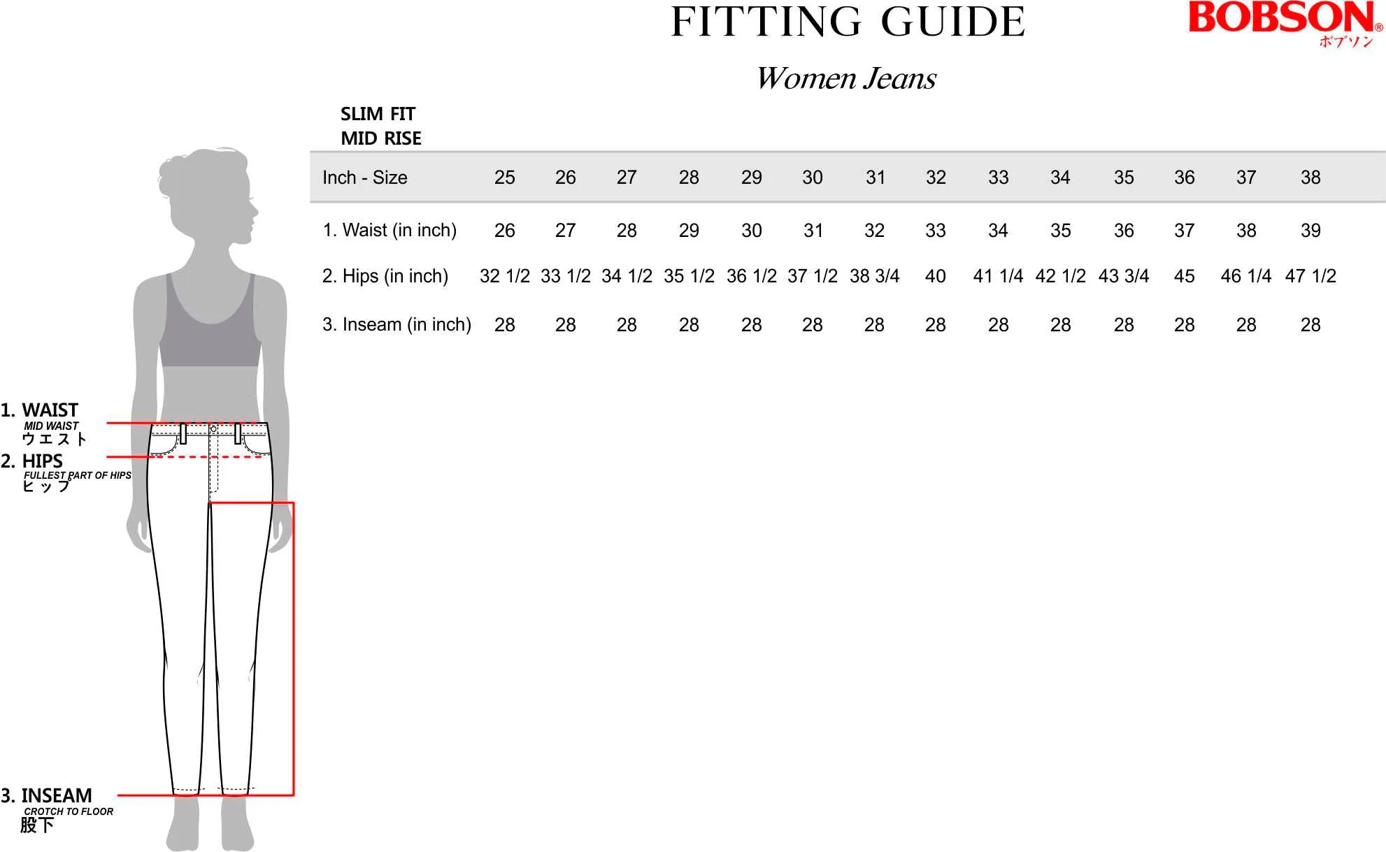 Bobson Japanese Ladies Basic Denim Tapered Jeans for Women Trendy Fashion High Quality Apparel Comfortable Casual Pants for Women 151773 (Dark Shade)
