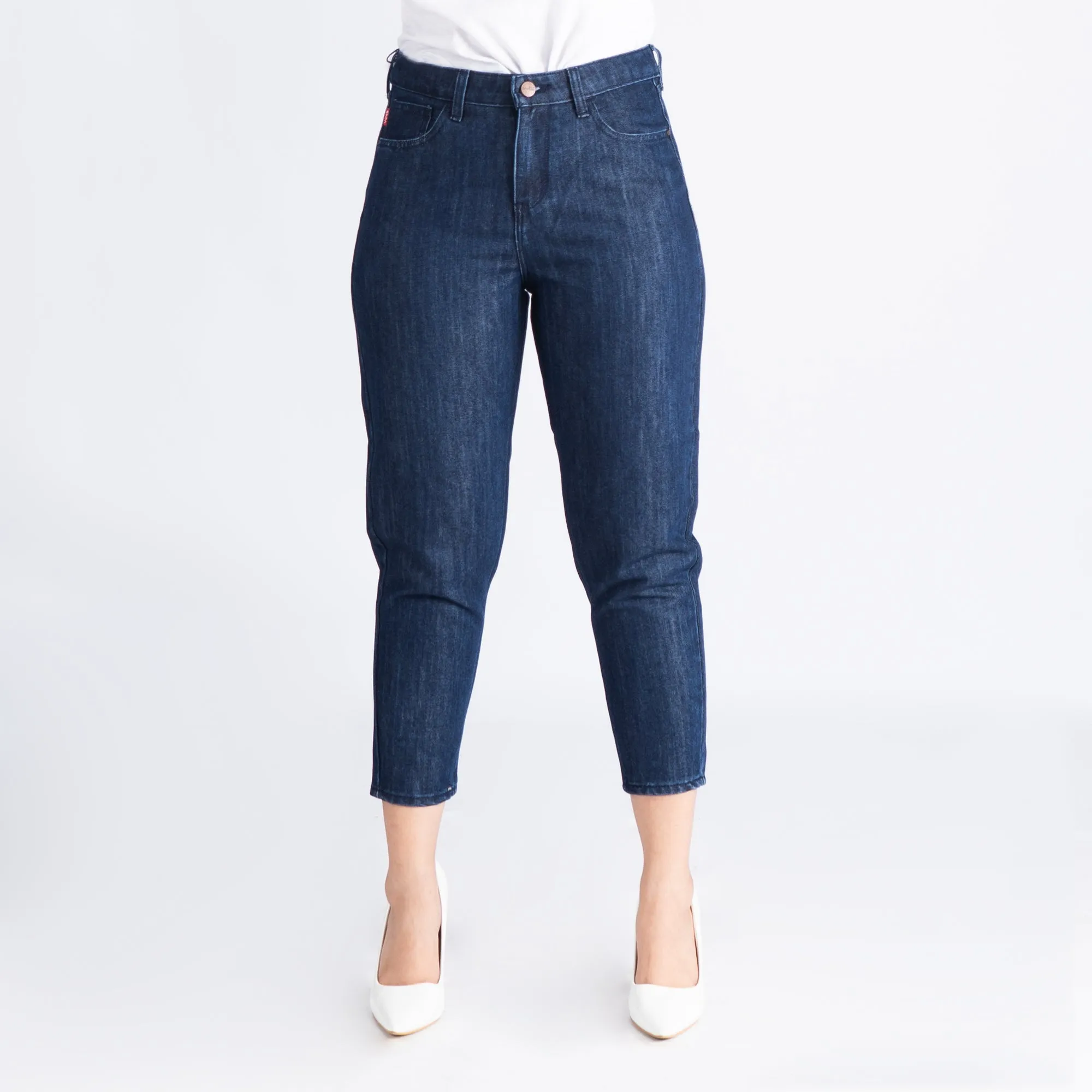 Bobson Japanese Ladies Basic Denim Tapered Jeans for Women Trendy Fashion High Quality Apparel Comfortable Casual Pants for Women 151773 (Dark Shade)