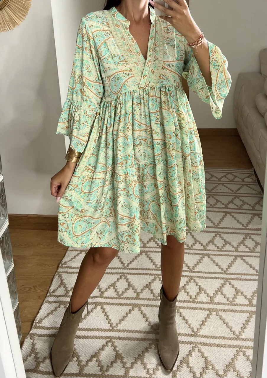 Boho Silk Mini Dress