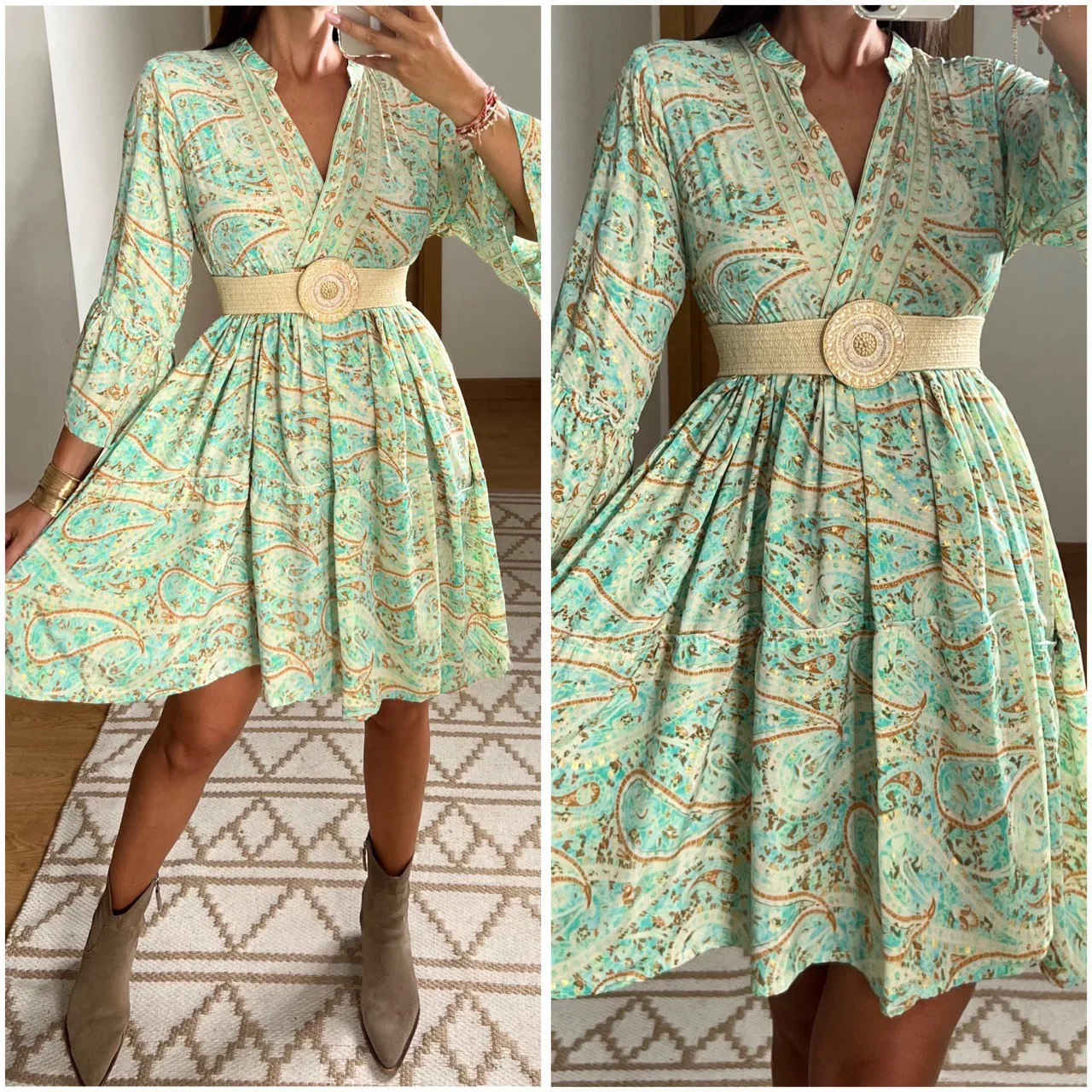 Boho Silk Mini Dress