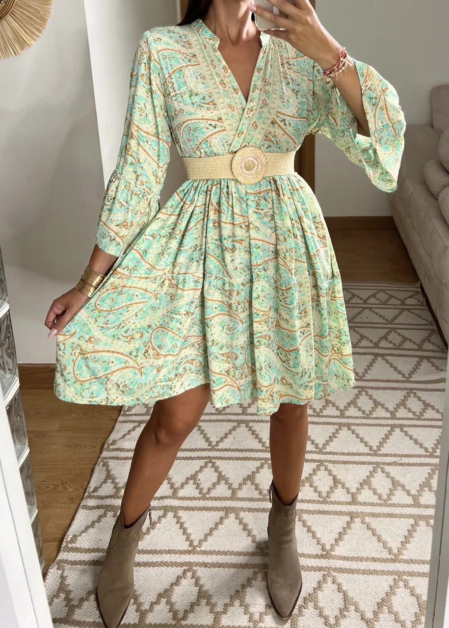 Boho Silk Mini Dress