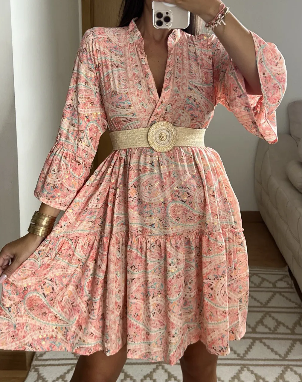 Boho Silk Mini Dress
