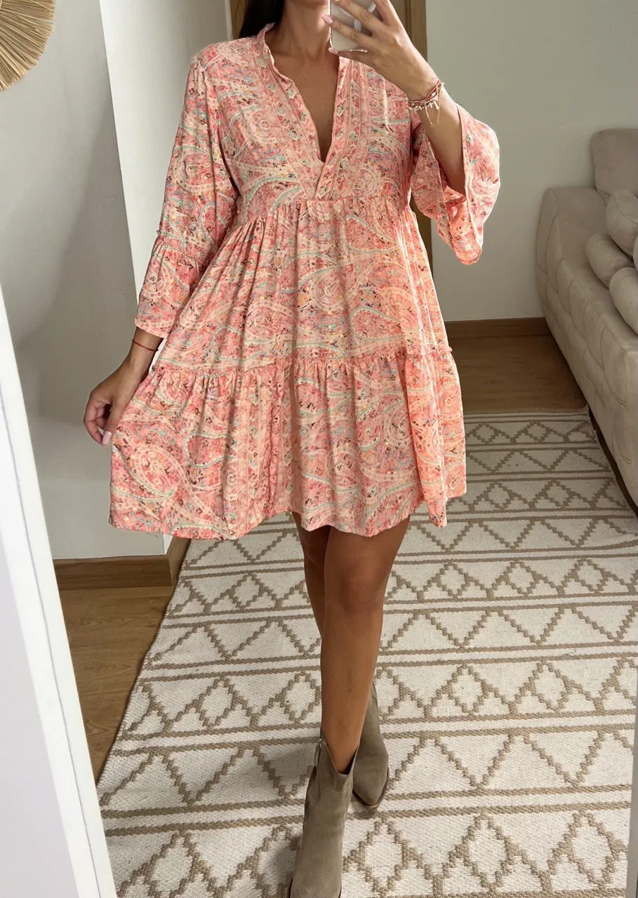 Boho Silk Mini Dress
