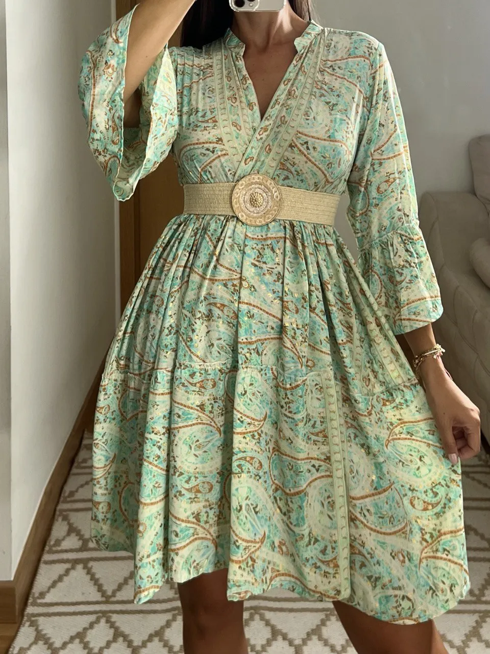 Boho Silk Mini Dress