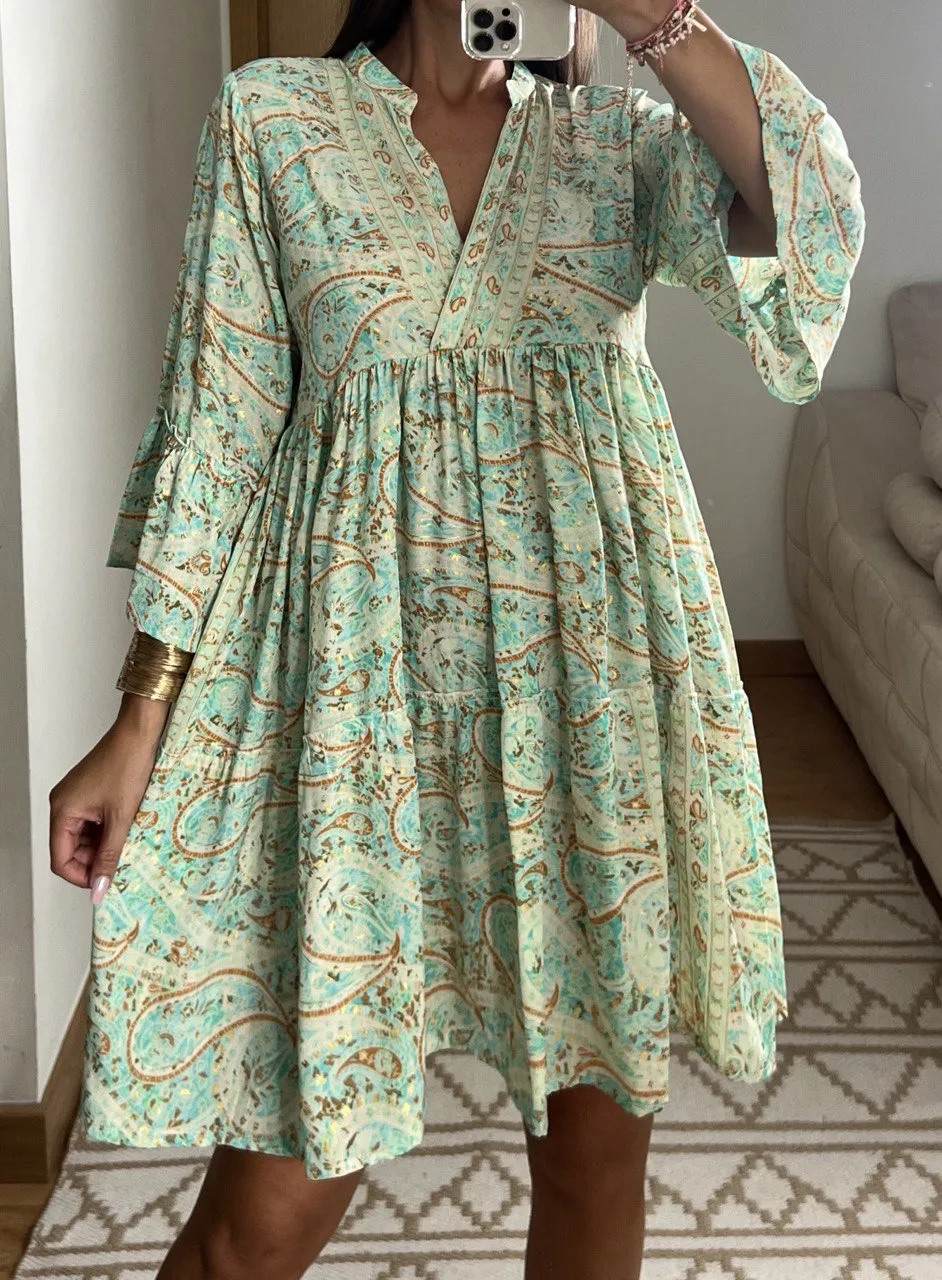 Boho Silk Mini Dress