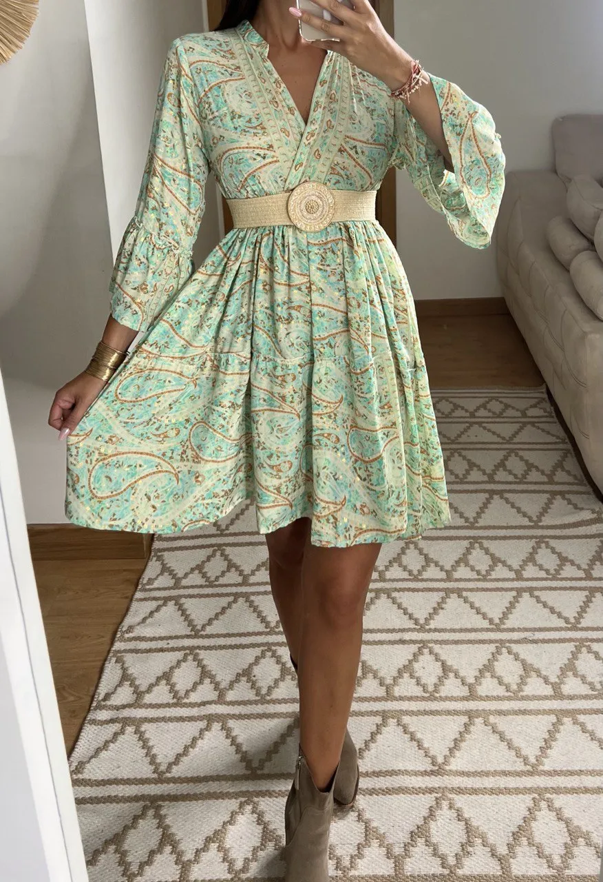 Boho Silk Mini Dress