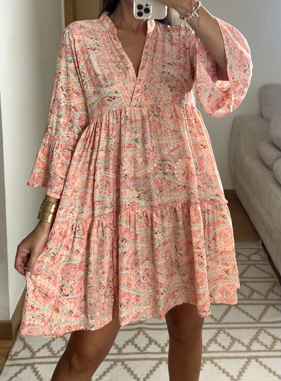 Boho Silk Mini Dress