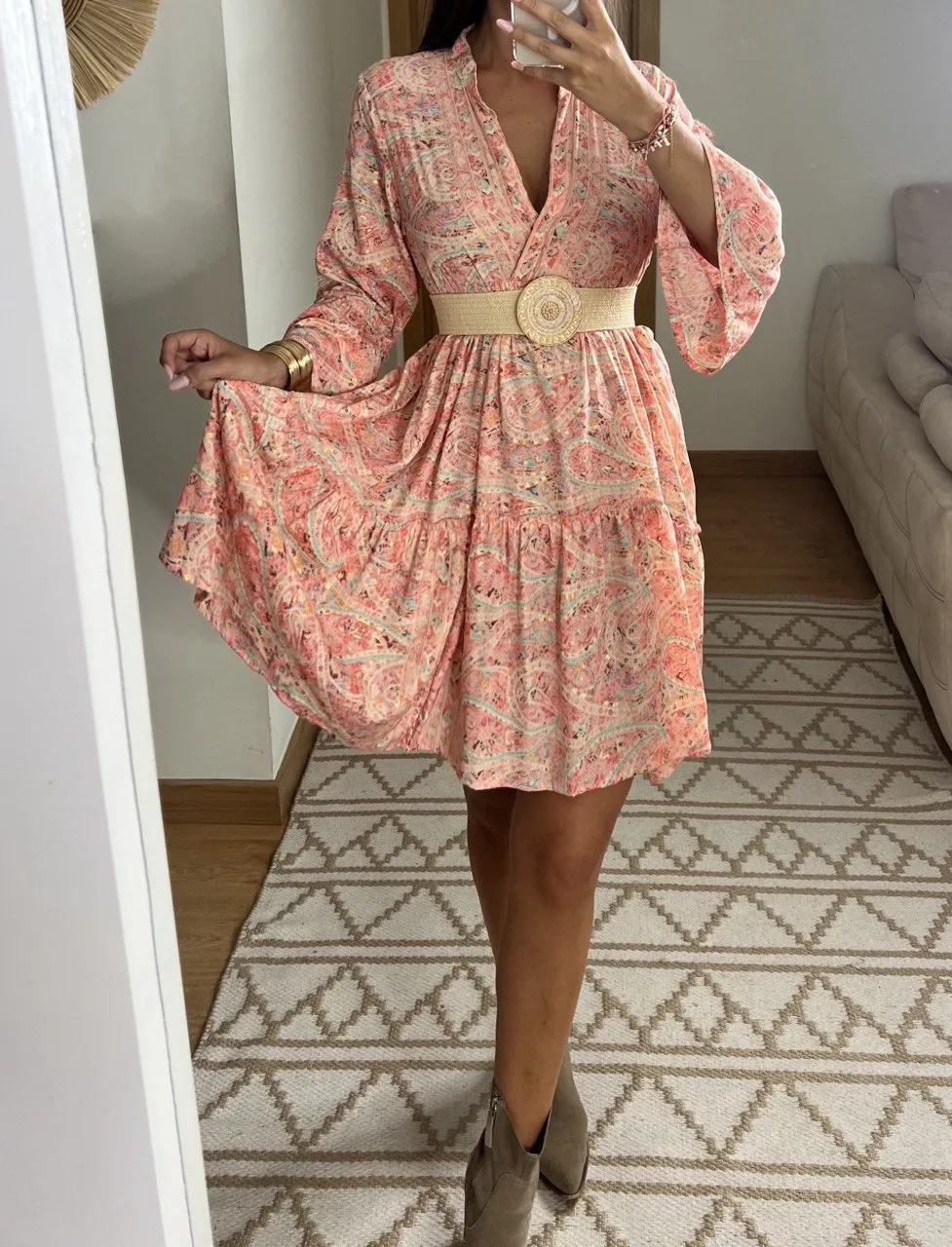 Boho Silk Mini Dress