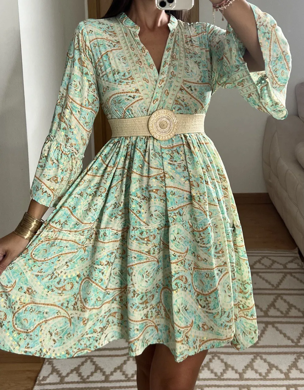 Boho Silk Mini Dress