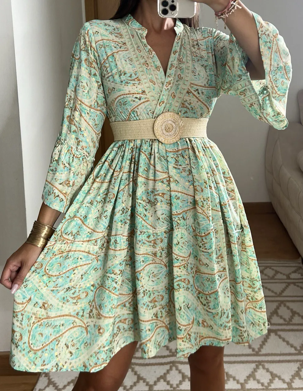 Boho Silk Mini Dress