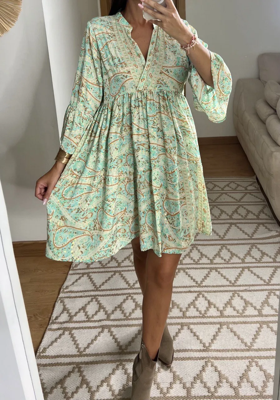 Boho Silk Mini Dress