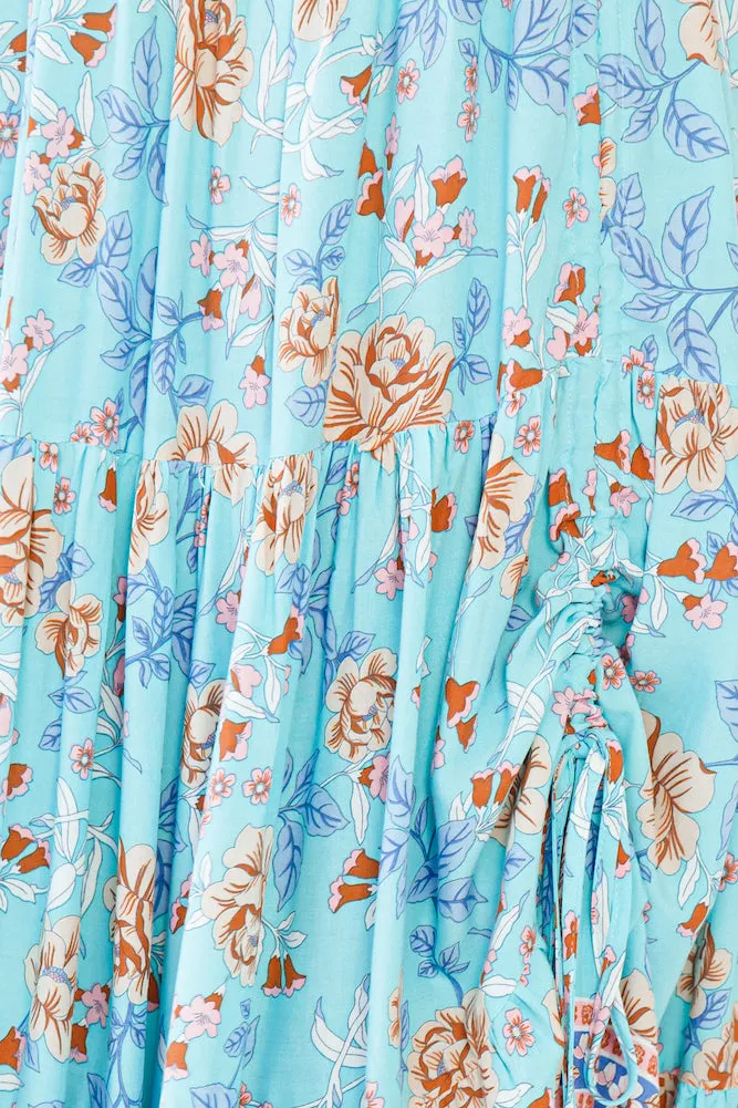 Broaden Social Horizons Maxi Skirt Aqua
