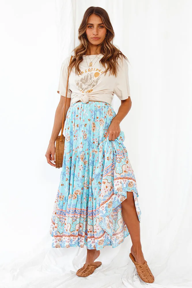 Broaden Social Horizons Maxi Skirt Aqua