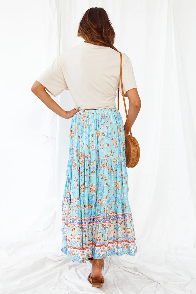 Broaden Social Horizons Maxi Skirt Aqua