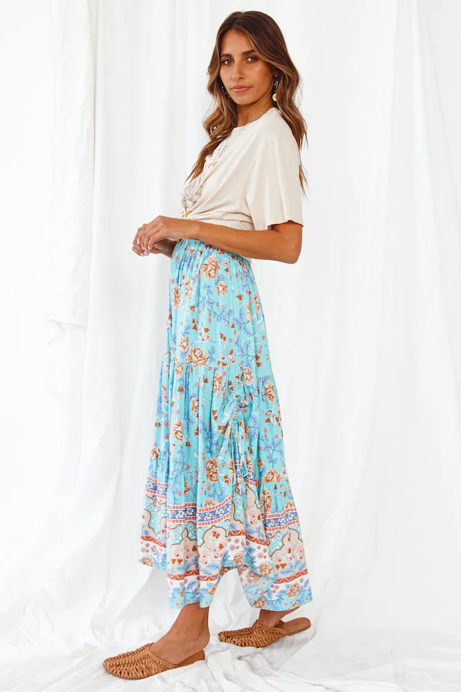 Broaden Social Horizons Maxi Skirt Aqua