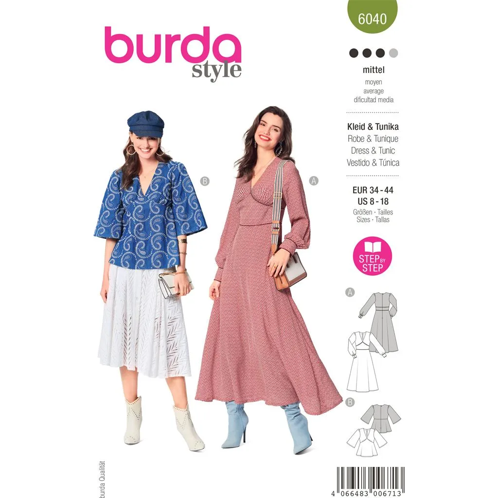 Burda Style Pattern 6040 Misses' Dress and Blouse B6040