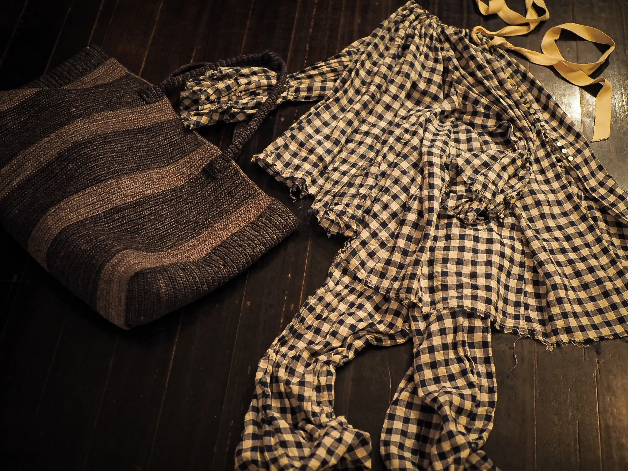Button Back Blouse (Linen) - Blue/White Gingham Check