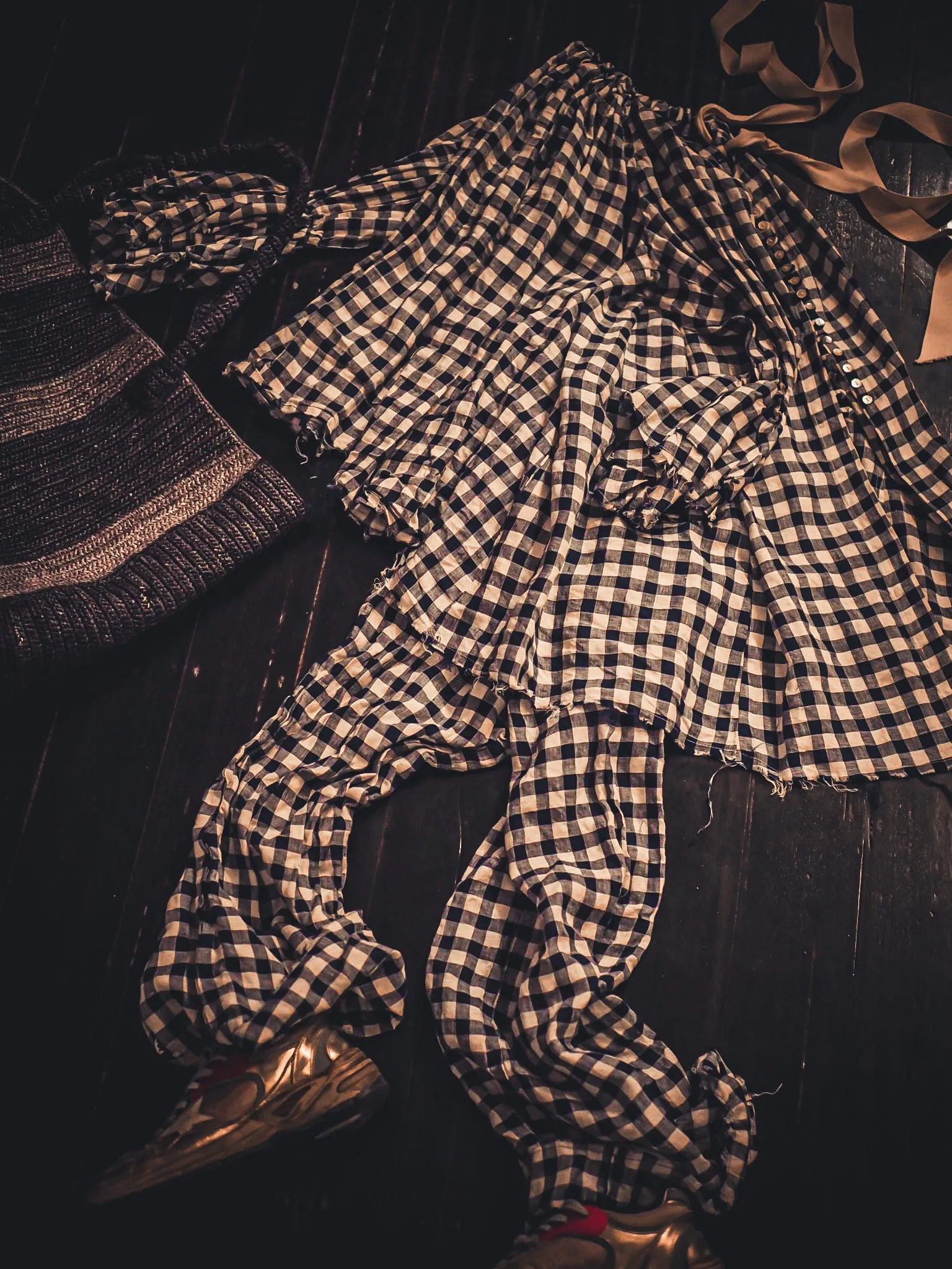 Button Back Blouse (Linen) - Blue/White Gingham Check