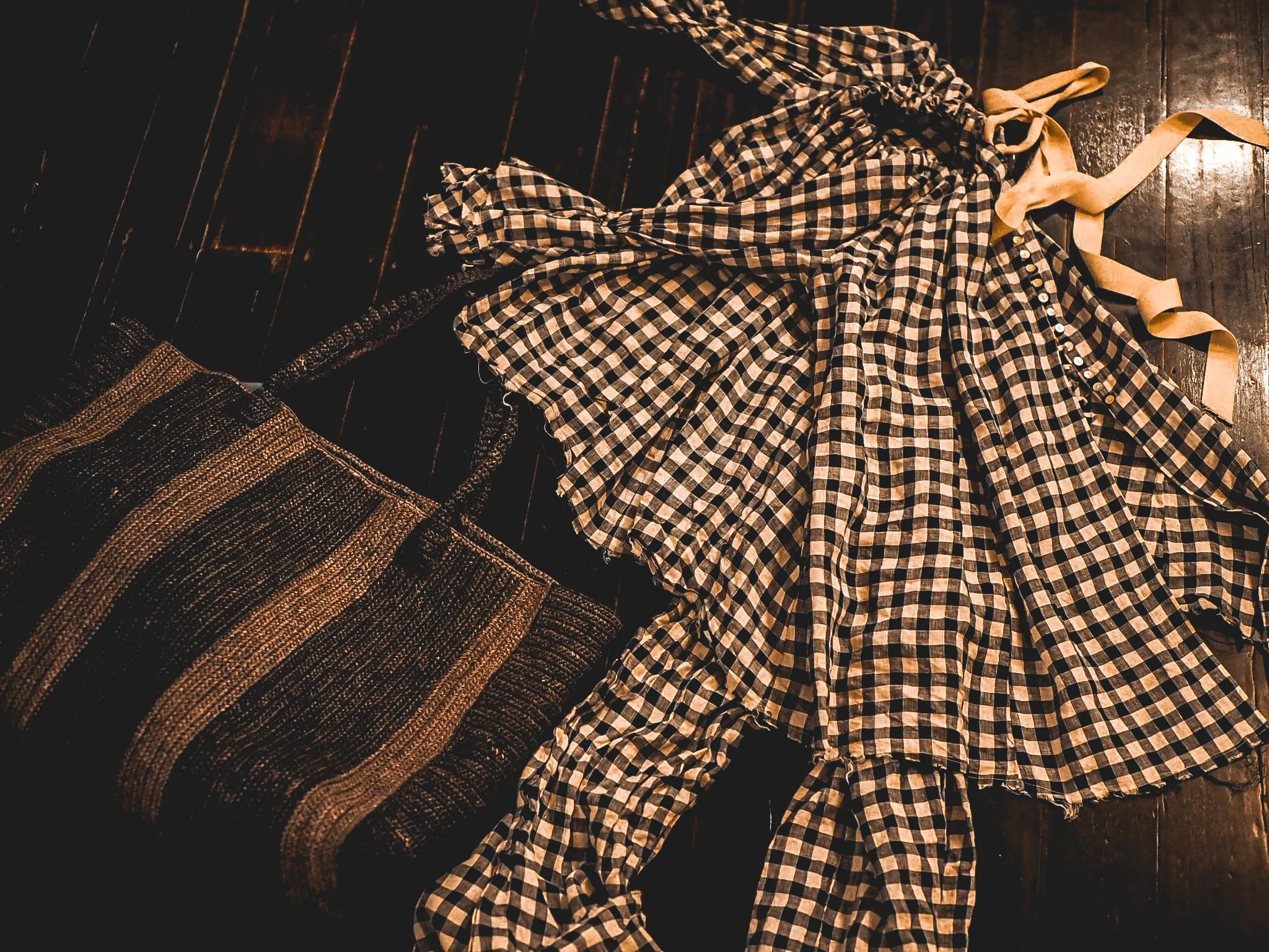 Button Back Blouse (Linen) - Blue/White Gingham Check