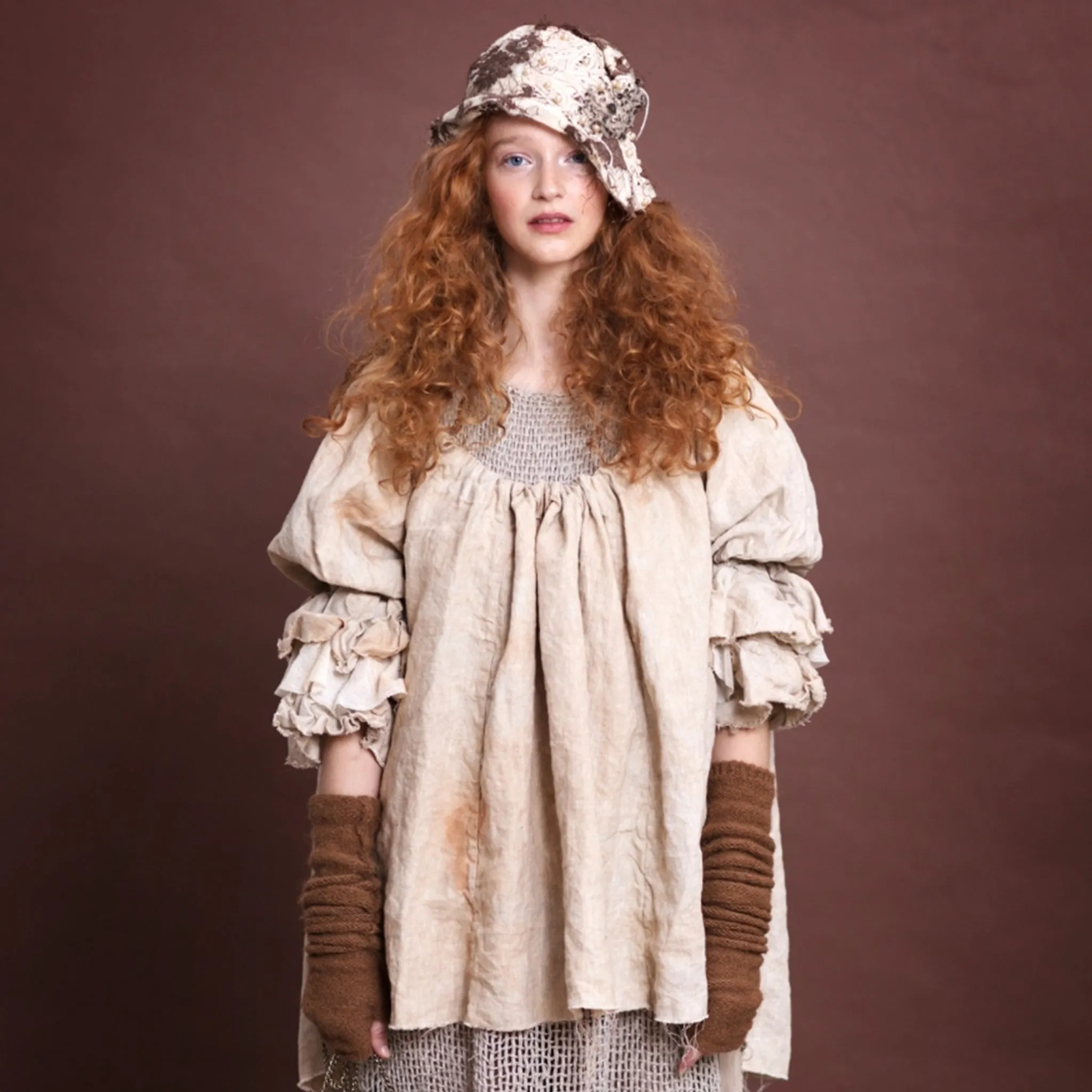 Button Back Blouse (Linen) - Tea Stain