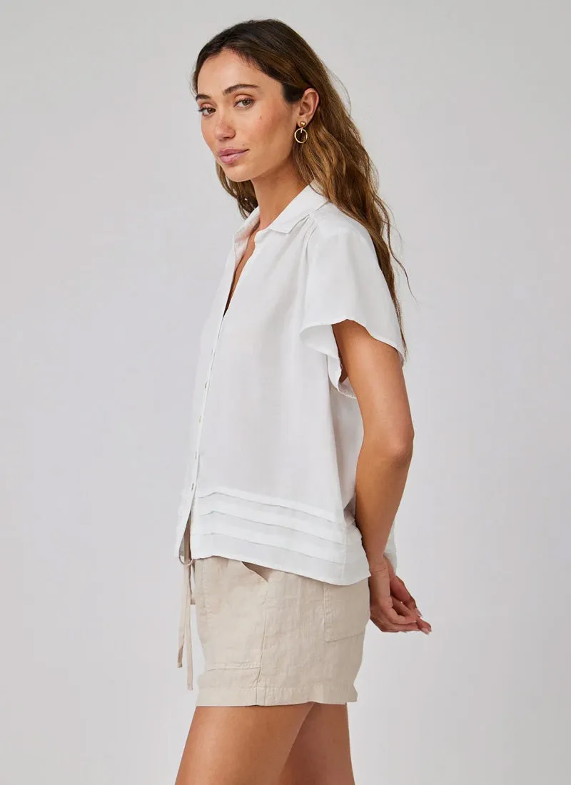 Cap Sleeve Pintuck Button Down