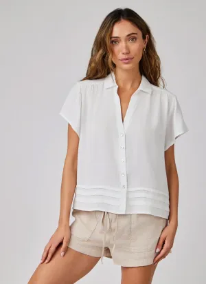 Cap Sleeve Pintuck Button Down